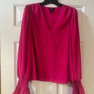 Express Fuchsia Blouse with Ruffle Sleeves